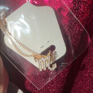 Gold Tone Scorpio Zodiac Pendant Necklace with Crystals